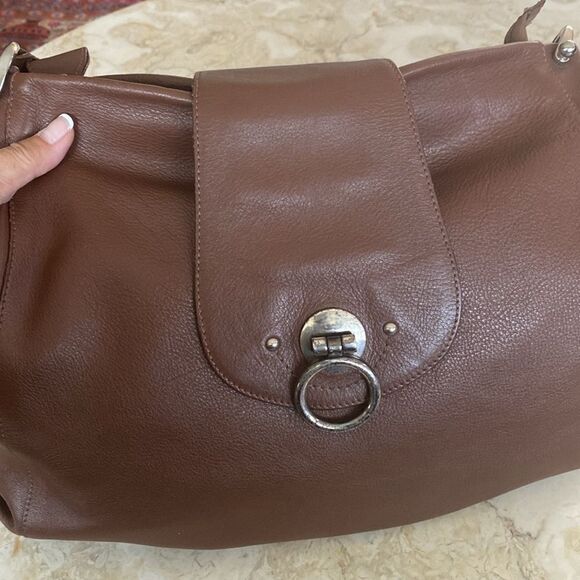 Lamarthe Paris Leather Hobo Shoulder Bag Brown - Picture 10 of 15